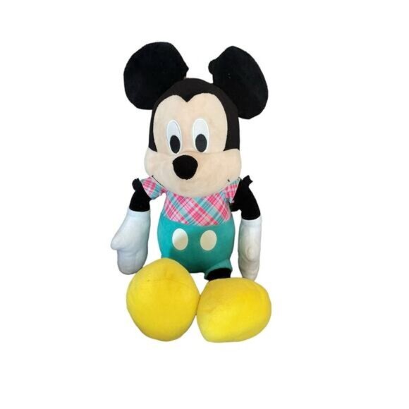 Disney Mickey Mouse Pink and Mint Color Easter Shirt Plush Stuffed Animal - Picture 1 of 3